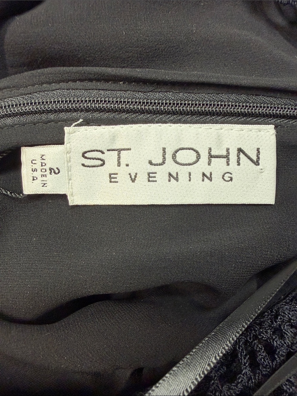 St. John Evening NWT Black Milano Knit Crochet Short Sleeve Open Back Dress 2 - Picture 9 of 13